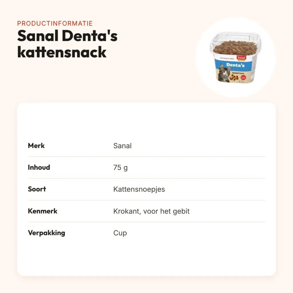 Sanal Denta's kattensnack 75 g – krokant, voor het gebit – productinformatie