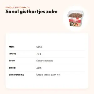 Sanal kattensnoepjes zalm 75 g – gisthartjes met zalmvulling – productinformatie