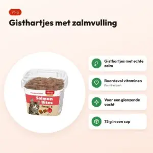 Sanal kattensnoepjes zalm 75 g – gisthartjes met zalmvulling – voordelen