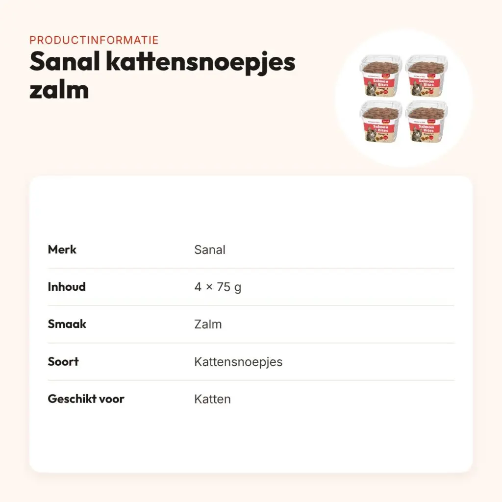 Sanal kattensnoepjes zalm met zalmvulling 75 g – multipack 4 stuks – productinformatie