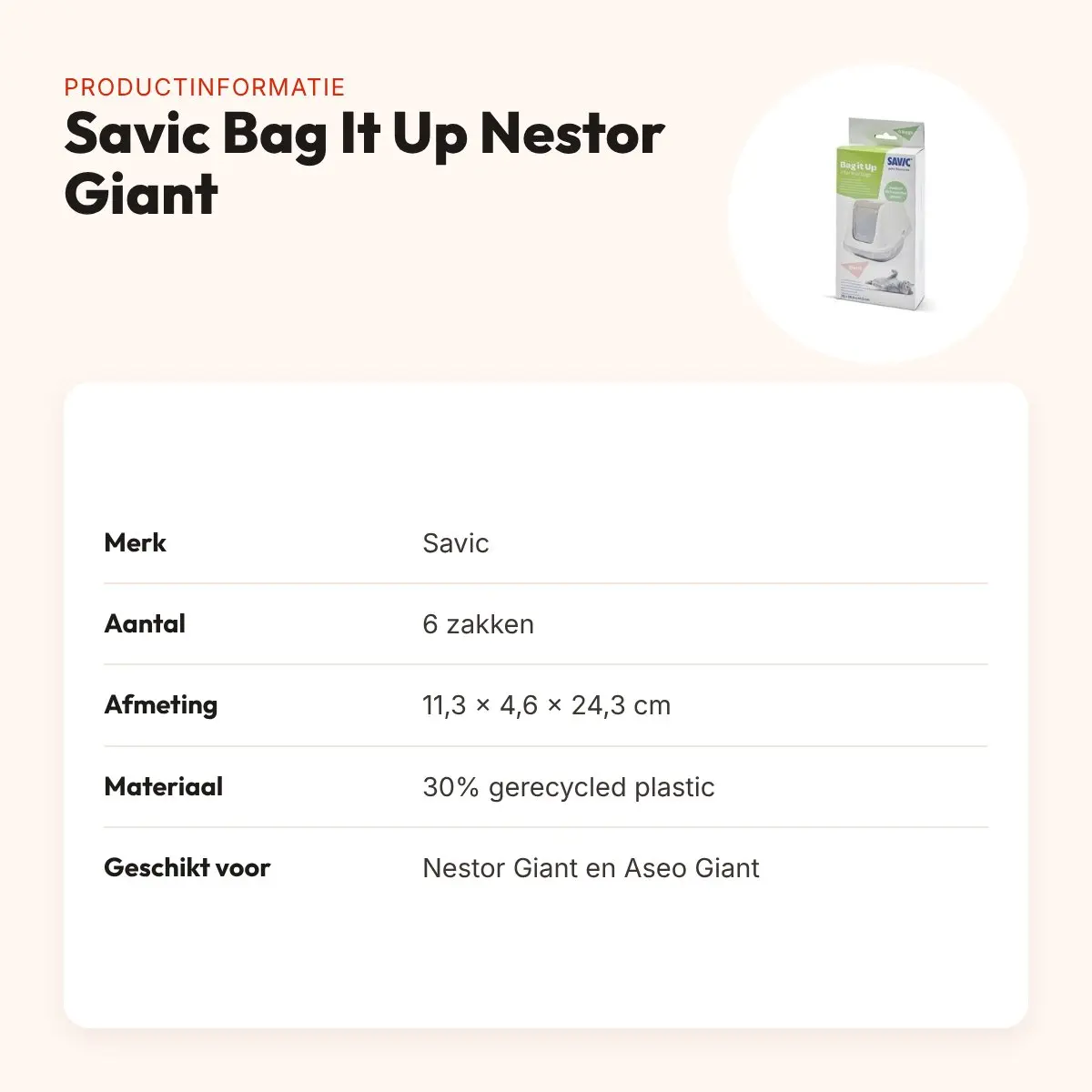 Savic Bag It Up Nestor Giant kattenbakzakken – 6 stuks – productinformatie
