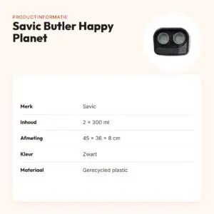 Savic Butler voerstation Happy Planet Zwart 45 x 36 x 8 cm – 2 x 300 ml – productinformatie