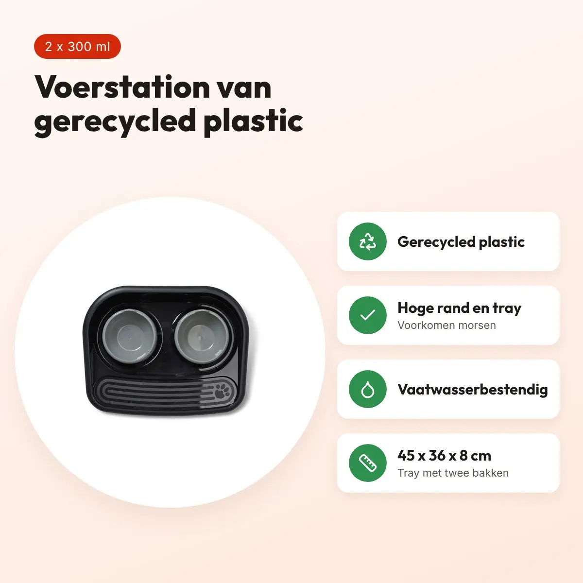 Savic Butler voerstation Happy Planet Zwart 45 x 36 x 8 cm – 2 x 300 ml – voordelen
