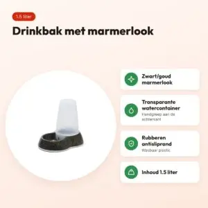 Savic drinkbak Loop Marble 1,5 liter – zwart/goud, antislip – voordelen