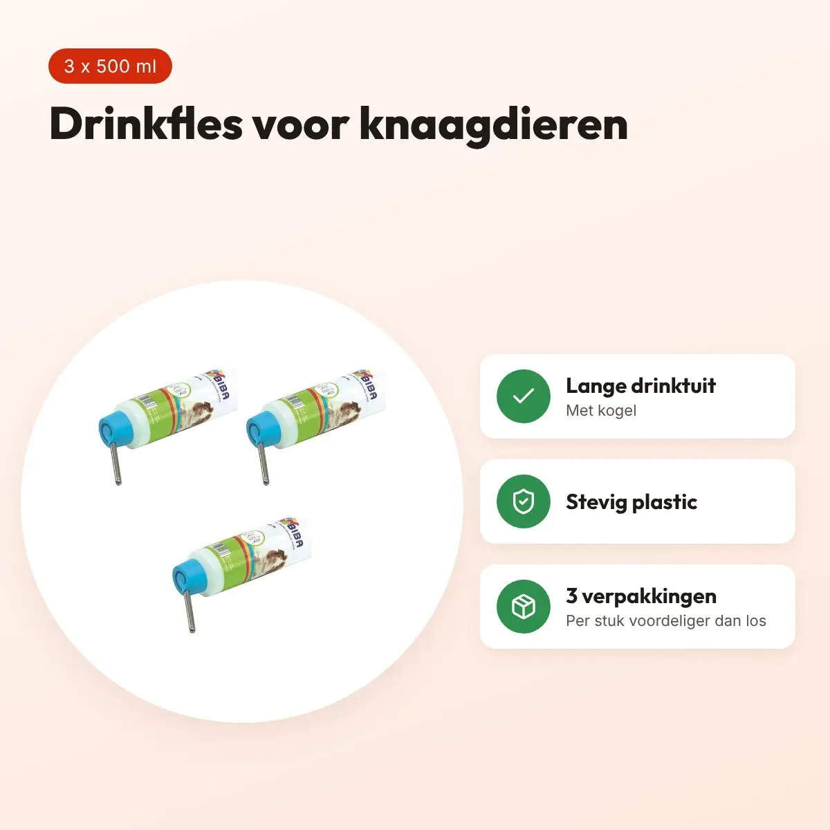 Savic drinkfles knaagdieren 500 ml met lange tuit – multipack 3 stuks – voordelen