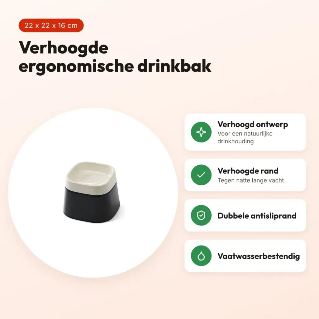 Savic Ergo Cube drinkbak crème/zwart 22 x 22 x 16 cm – ergonomisch – voordelen
