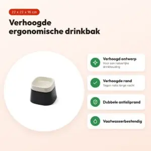 Savic Ergo Cube drinkbak crème/zwart 22 x 22 x 16 cm – ergonomisch – voordelen
