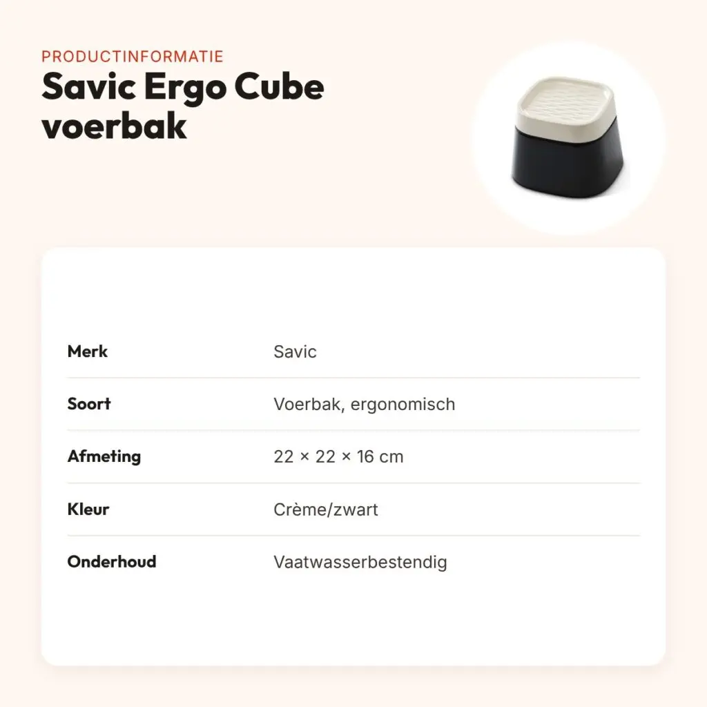 Savic Ergo Cube voerbak crème/zwart 22 x 22 x 16 cm – ergonomisch – productinformatie