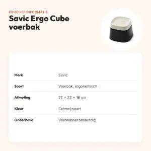 Savic Ergo Cube voerbak crème/zwart 22 x 22 x 16 cm – ergonomisch – productinformatie