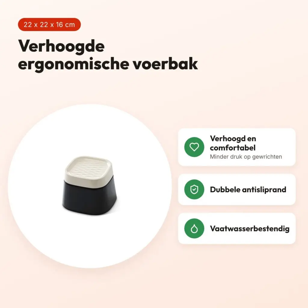 Savic Ergo Cube voerbak crème/zwart 22 x 22 x 16 cm – ergonomisch – voordelen