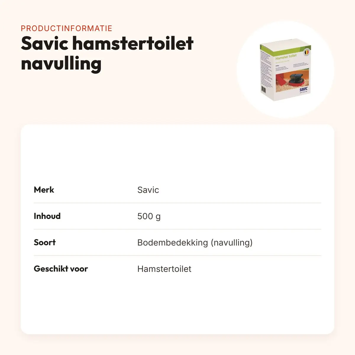 Savic hamstertoilet navulling 500 g – vochtabsorberende bodembedekking – productinformatie