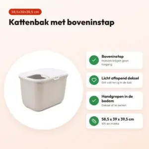 Savic kattenbak Hop In wit/mokka 58,5 x 39 x 39,5 cm – boveninstap – voordelen