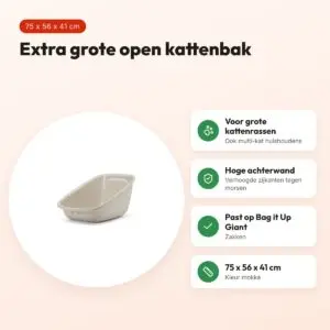 Savic open kattenbak Aseo Giant mokka 75 x 56 x 41 cm – grote katten – voordelen