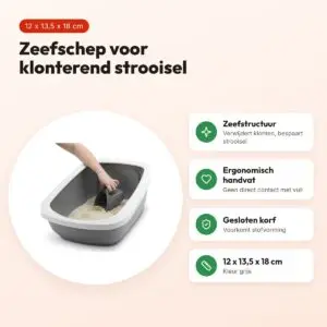 Savic Sift Buddy kattenbakschep grijs 12 x 13,5 x 18 cm – ergonomisch – voordelen