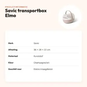 Savic transportbox Elmo 36 x 28 x 22 cm – champagne/wit, kleine knaagdieren – productinformatie