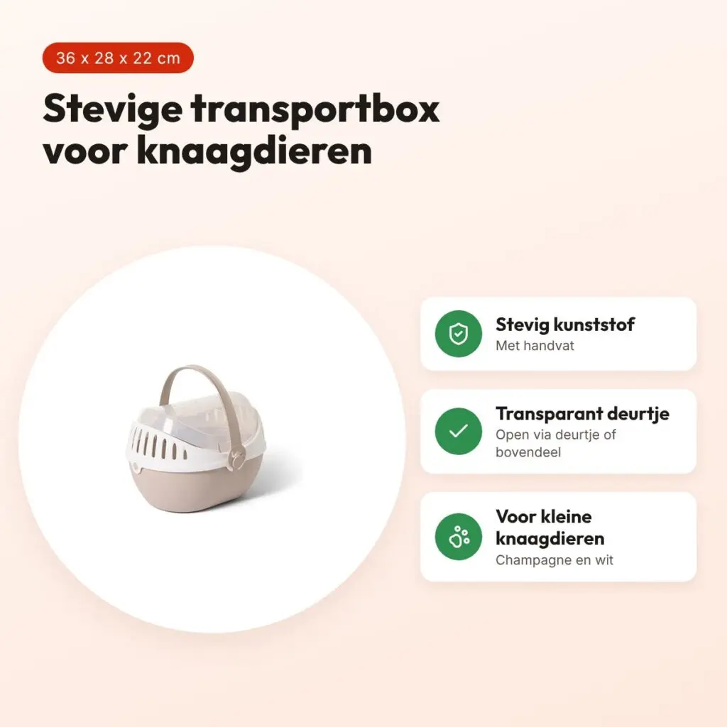 Savic transportbox Elmo 36 x 28 x 22 cm – champagne/wit, kleine knaagdieren – voordelen