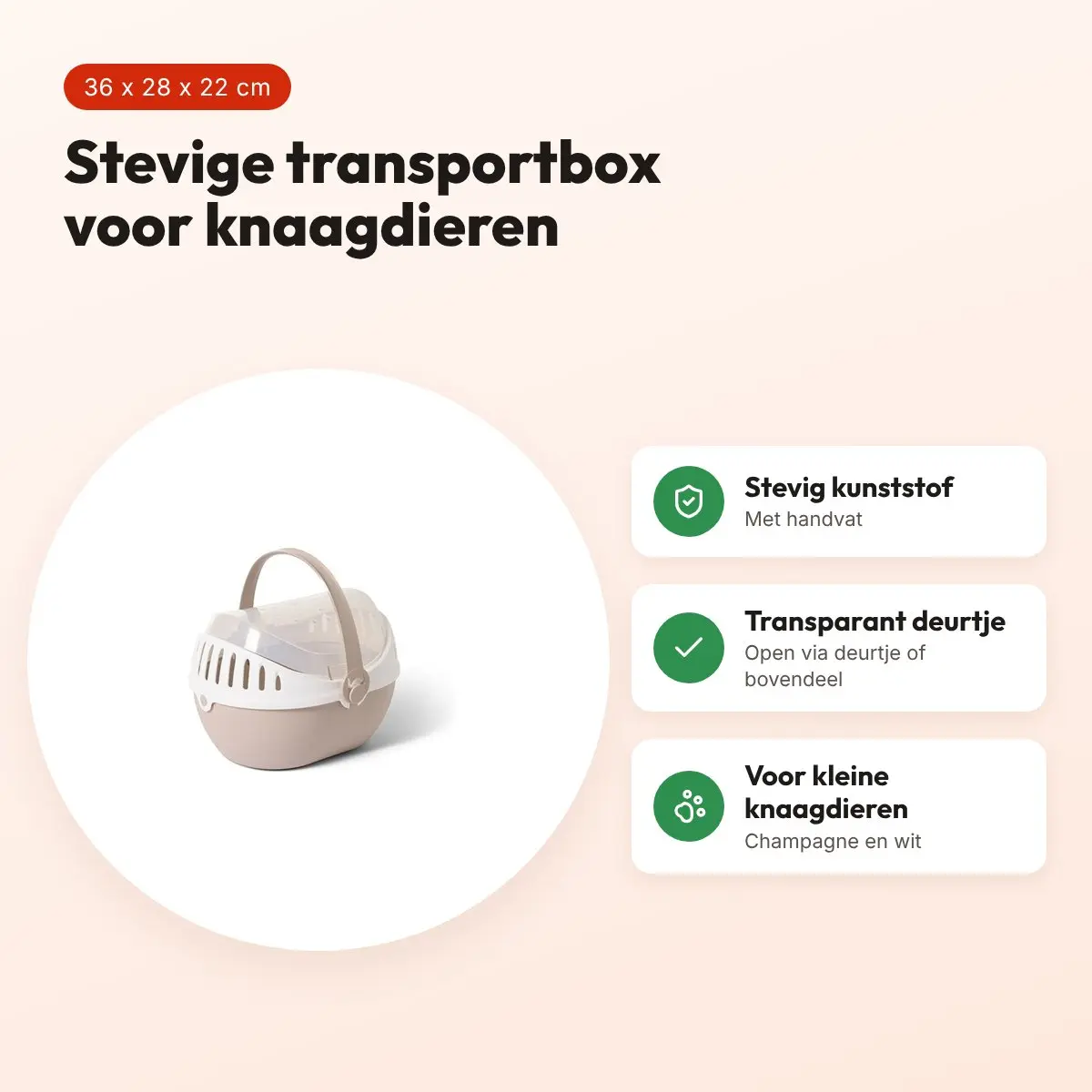 Savic transportbox Elmo 36 x 28 x 22 cm – champagne/wit, kleine knaagdieren – voordelen