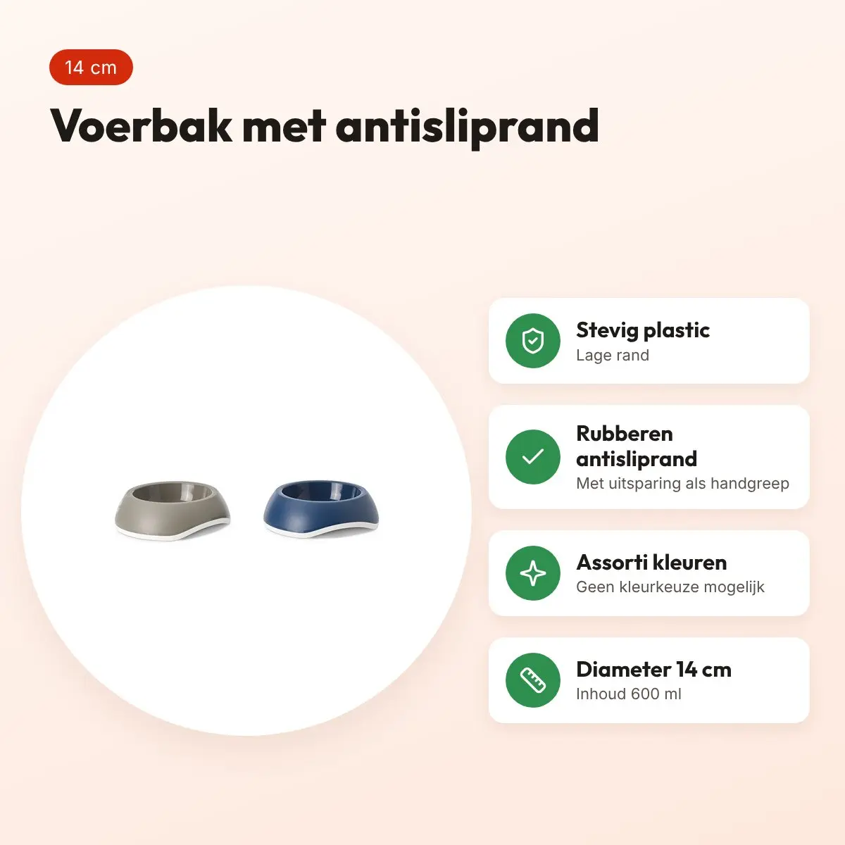 Savic voerbak Delice 14 cm 600 ml – assorti kleuren, antislip – voordelen