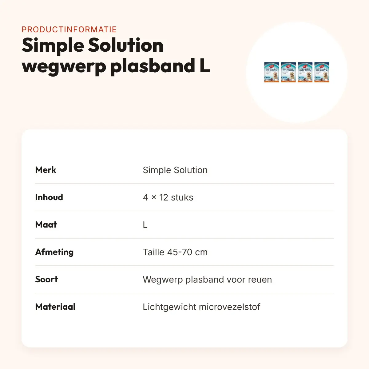 Simple Solution plasband reu wegwerp L 45-70 cm – multipack 4 x 12 stuks – productinformatie