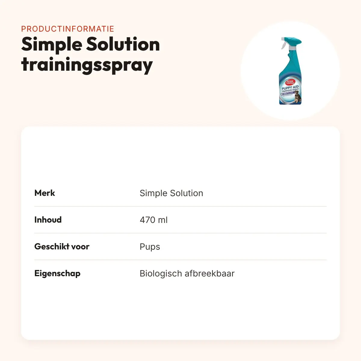 Simple Solution Puppy Training Spray 470 ml – biologisch afbreekbaar – productinformatie