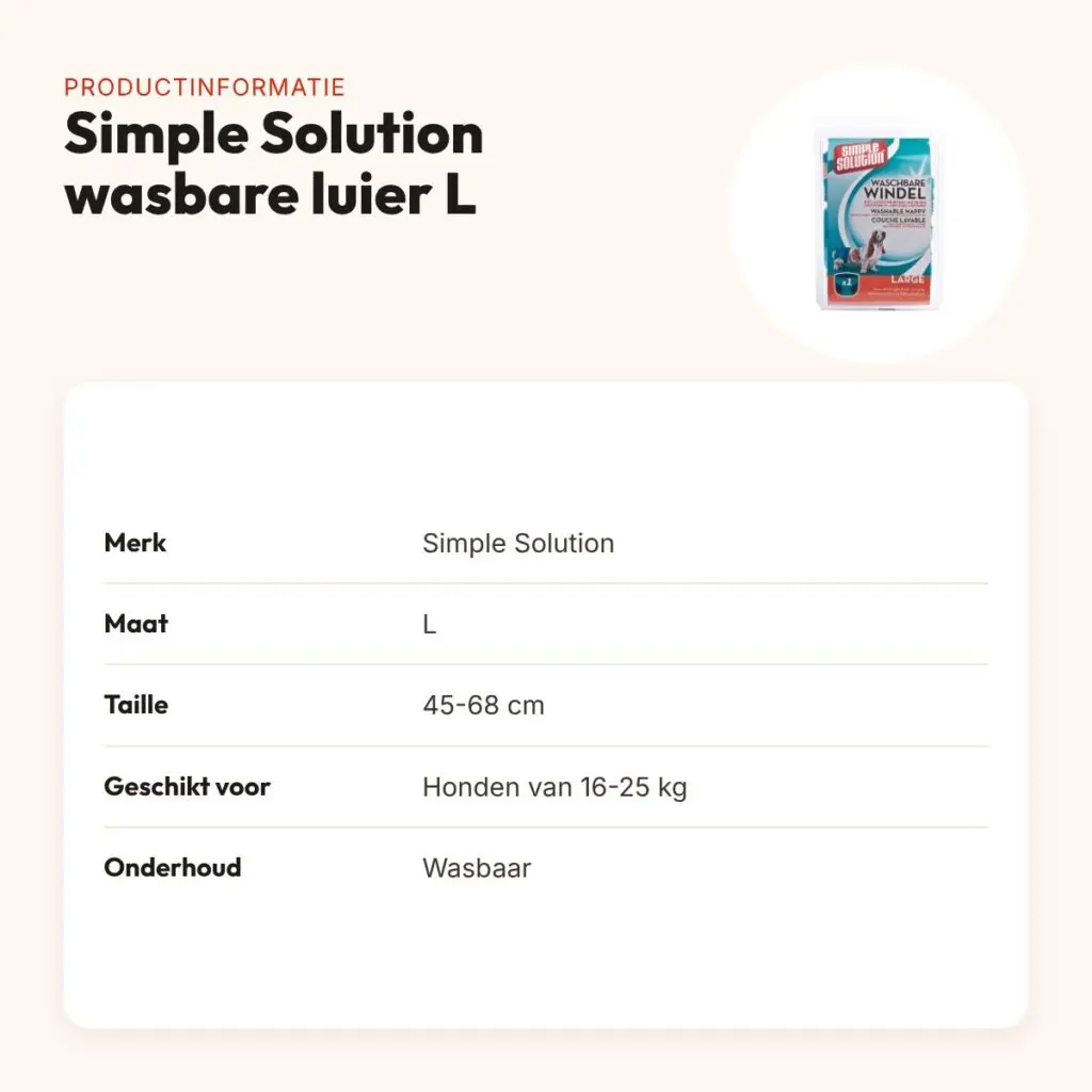 Simple Solution wasbare hondenluier L 45-68 cm – absorberend – productinformatie