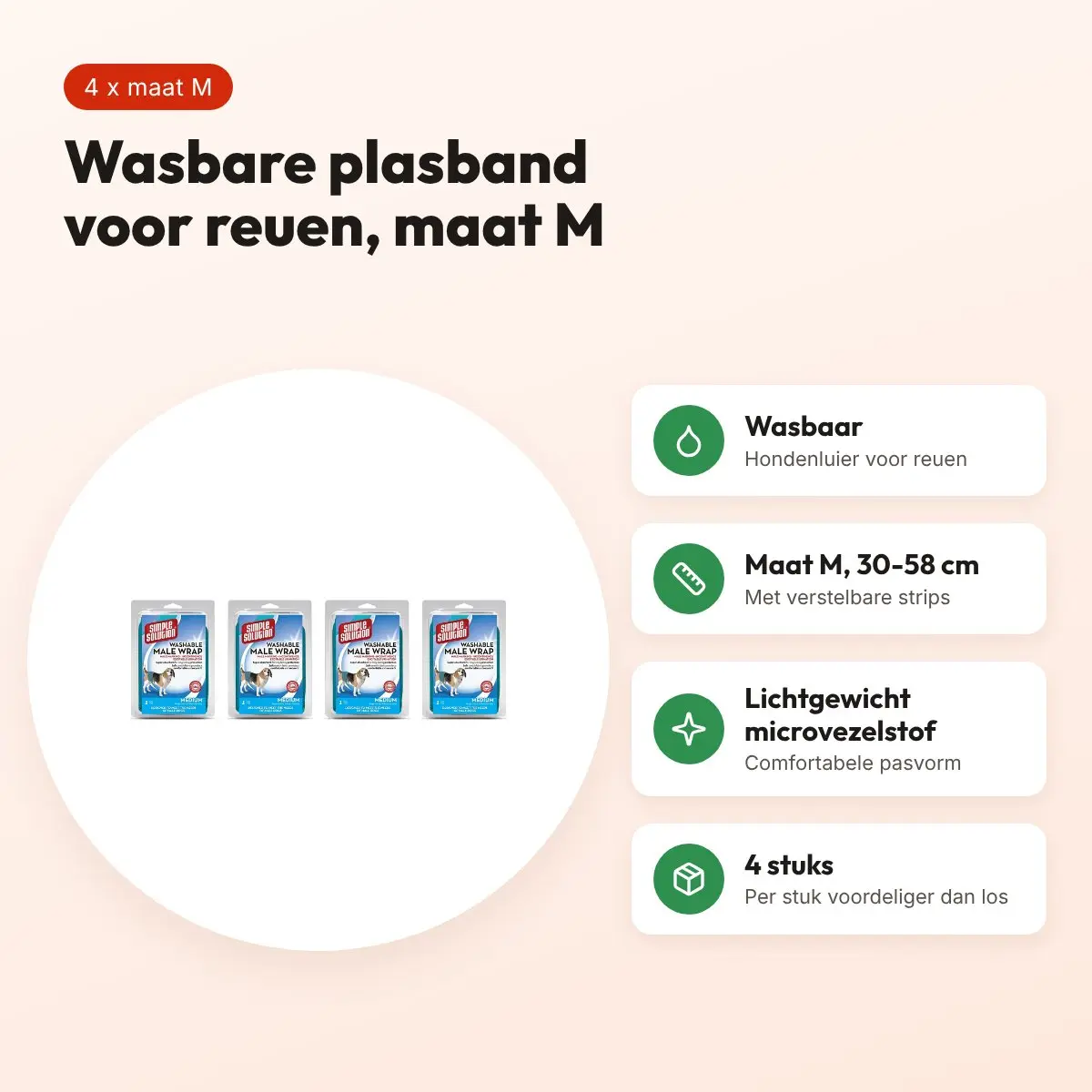 Simple Solution wasbare plasband reu M 30-58 cm – multipack 4 stuks – voordelen