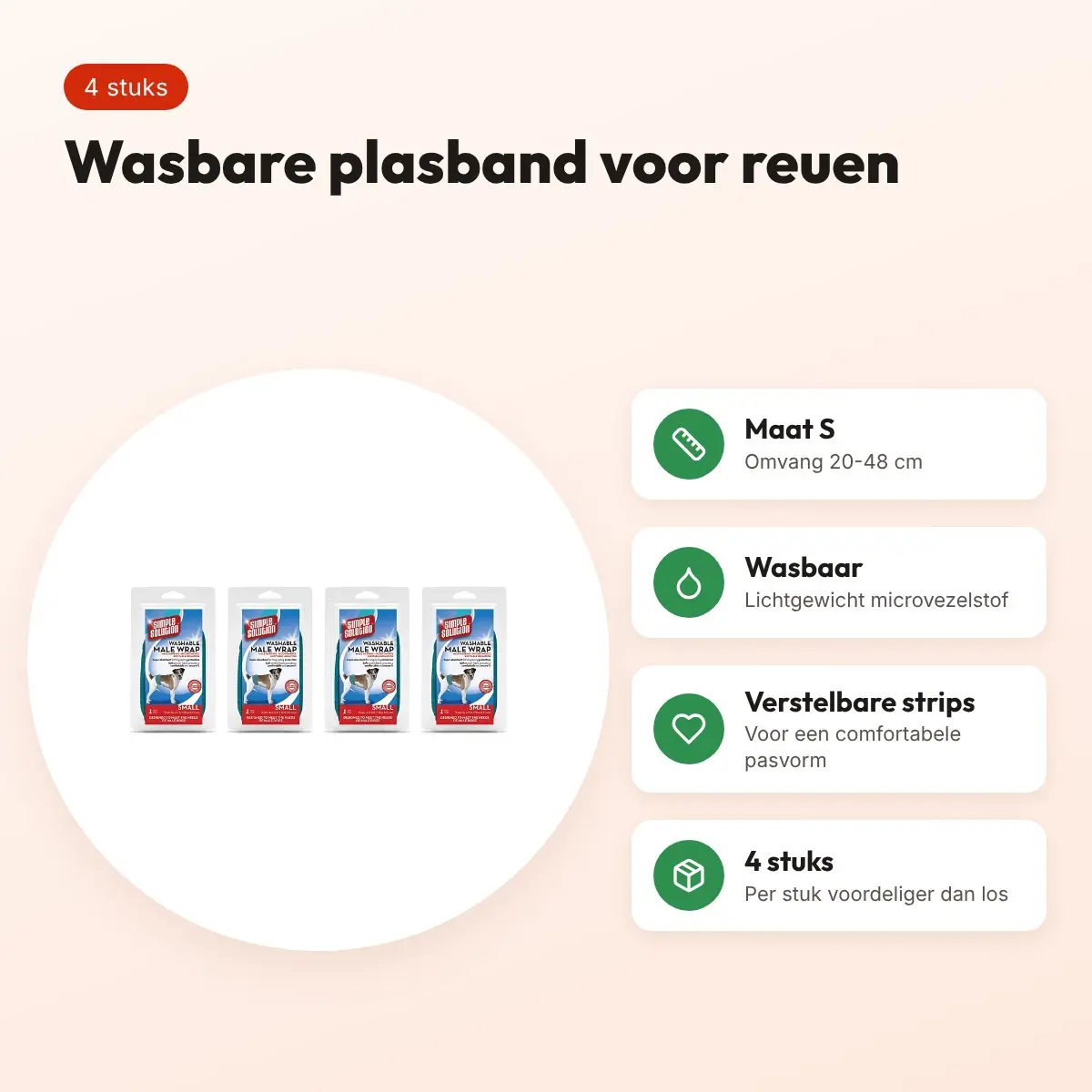 Simple Solution wasbare plasband reu S 20-48 cm – multipack 4 stuks – voordelen