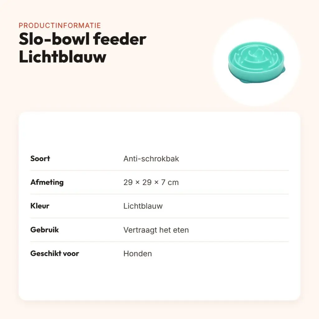 Slo-bowl feeder Lichtblauw 29 x 29 x 7 cm – anti-schrokbak – productinformatie