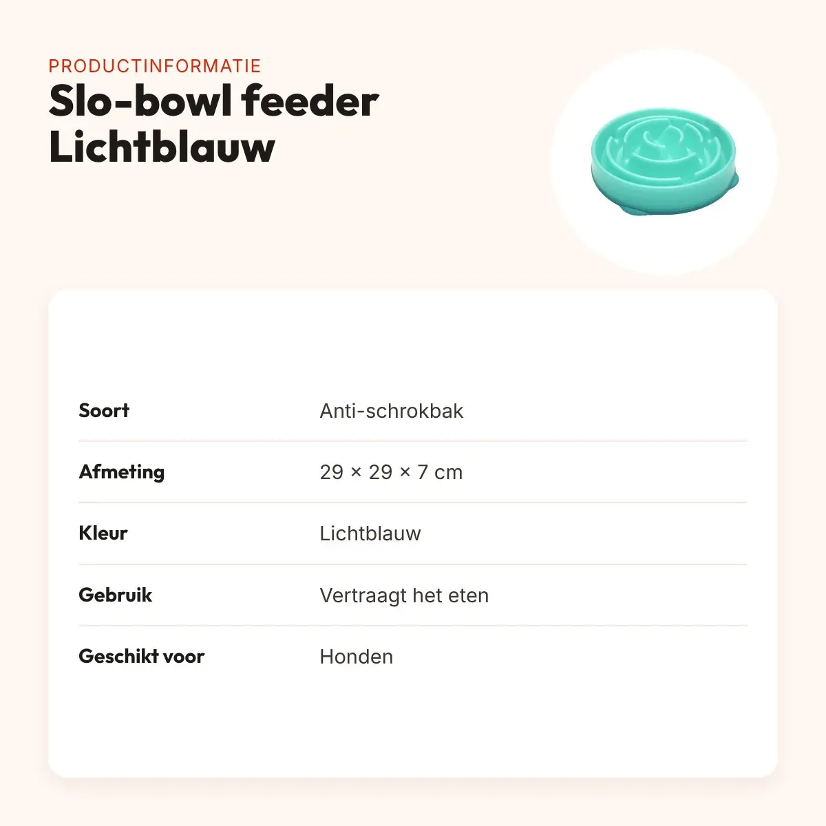 Slo-bowl feeder Lichtblauw 29 x 29 x 7 cm – anti-schrokbak – productinformatie