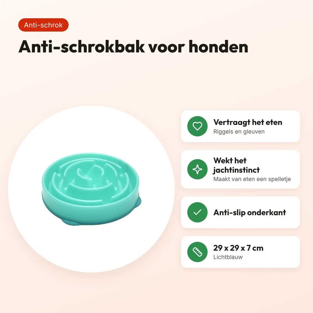 Slo-bowl feeder Lichtblauw 29 x 29 x 7 cm – anti-schrokbak – voordelen