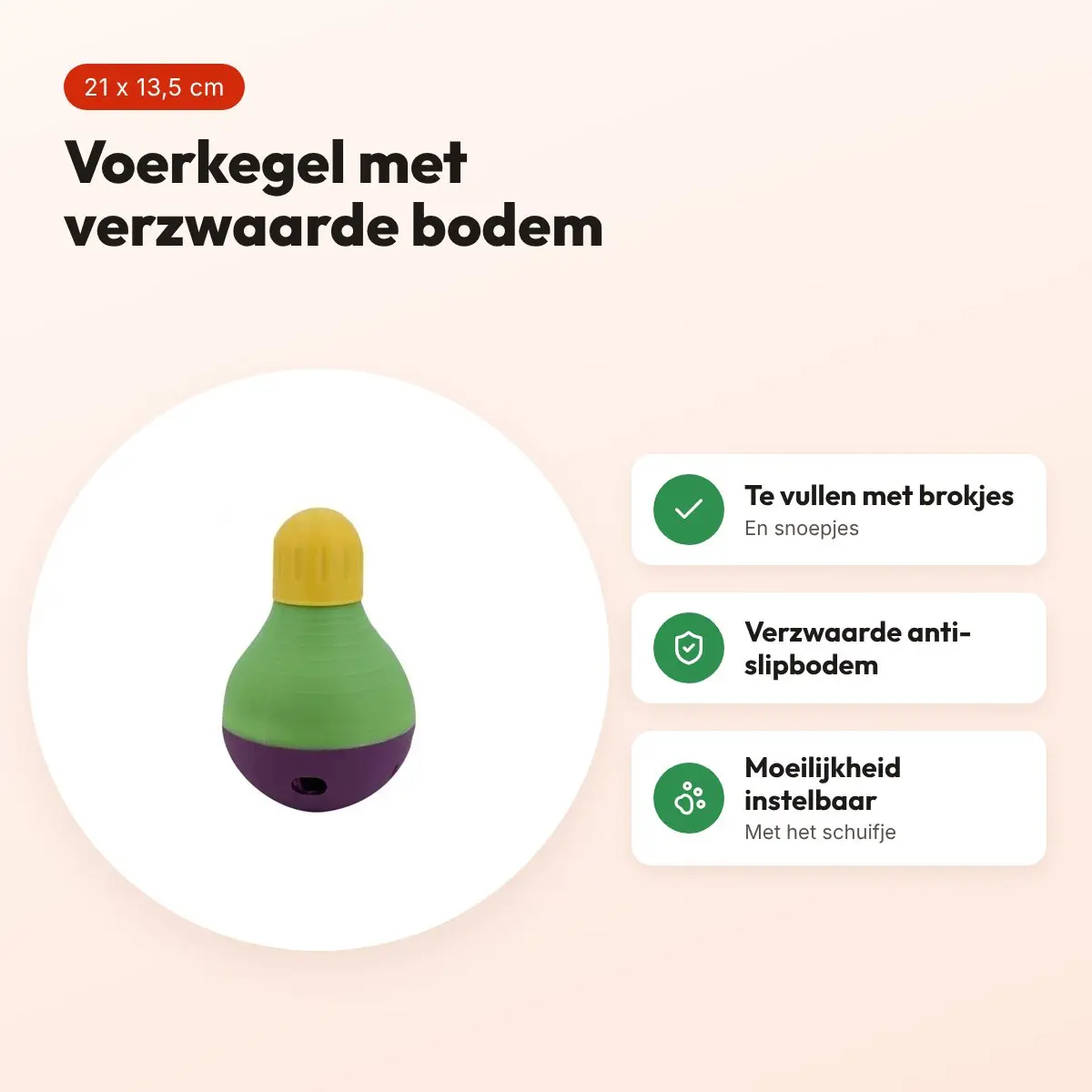 Starmark Bob-A-Lot voerkegel Large – anti-slip, 21 x 13,5 cm – voordelen