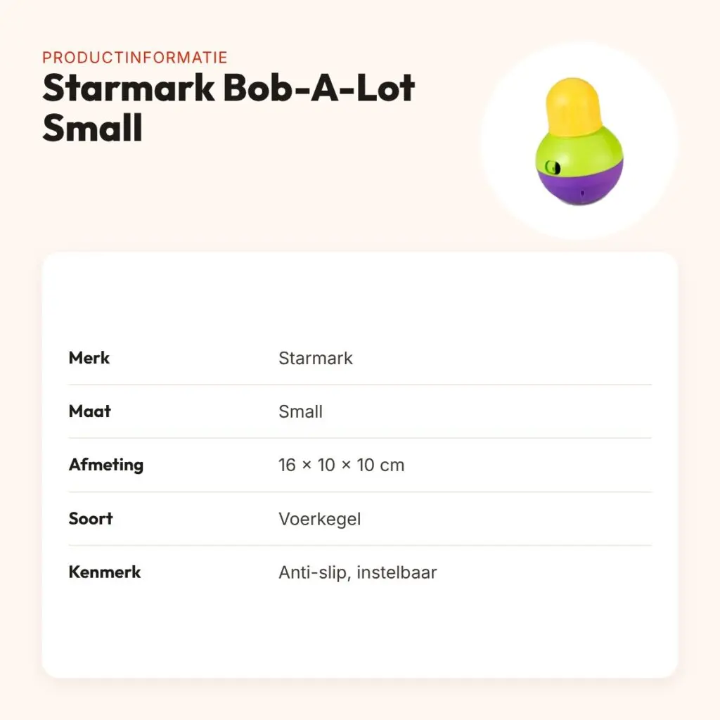 Starmark Bob-A-Lot voerkegel Small – anti-slip, 16 x 10 x 10 cm – productinformatie