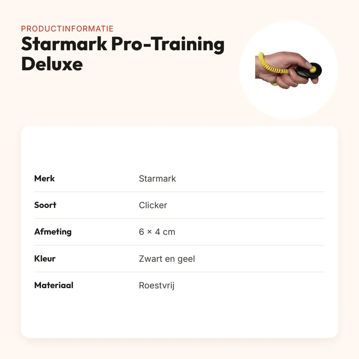 Starmark clicker Pro-Training Deluxe zwart en geel – 6 x 4 cm, roestvrij – productinformatie