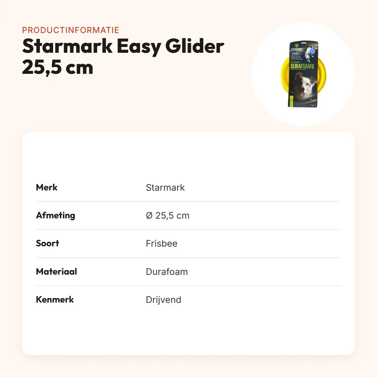 Starmark Easy Glider frisbee Durafoam 25,5 cm – drijvend – productinformatie