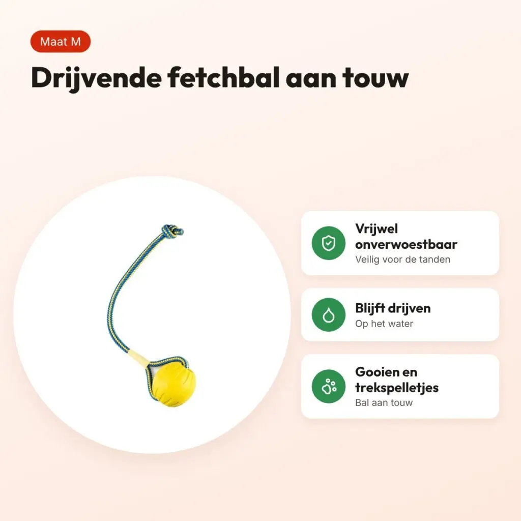 Starmark Swing 'n Fling Durafoam fetchbal aan touw M 7 cm – drijvend – voordelen
