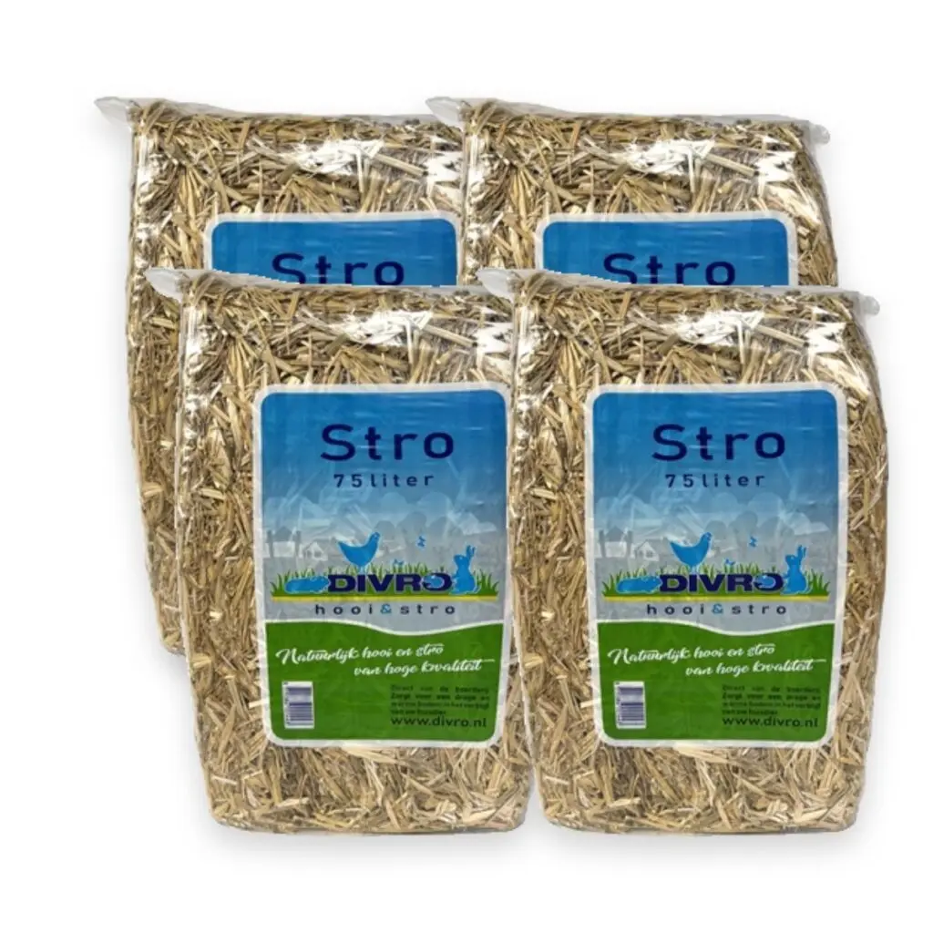 Stro bodembedekker en nestmateriaal 4 x 2,5 kg – voor knaagdieren