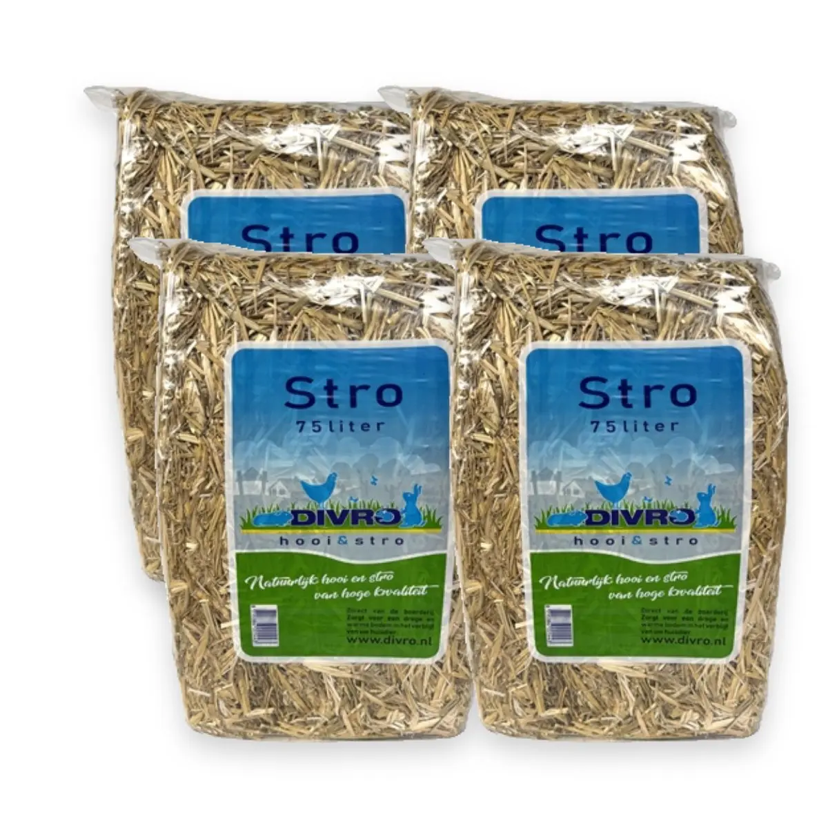Stro bodembedekker en nestmateriaal 4 x 2,5 kg – voor knaagdieren