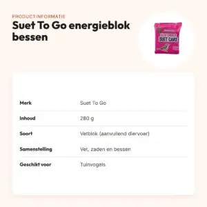 Suet To Go energieblok bessen 280 g – vetblok voor tuinvogels – productinformatie