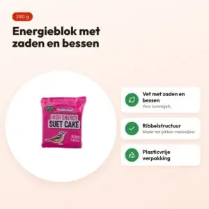 Suet To Go energieblok bessen 280 g – vetblok voor tuinvogels – voordelen