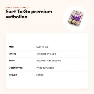 Suet To Go premium vetbollen met insecten 12 x 85 g – zonder netjes – productinformatie