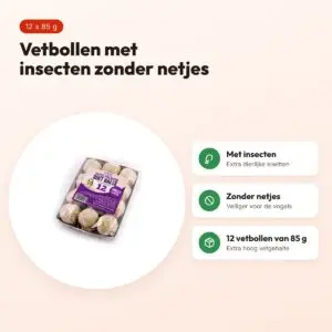 Suet To Go premium vetbollen met insecten 12 x 85 g – zonder netjes – voordelen
