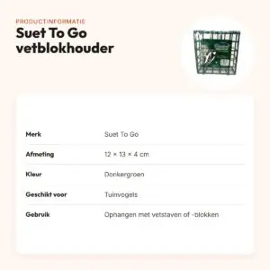 Suet To Go vetblokhouder donkergroen 12 x 13 x 4 cm – productinformatie