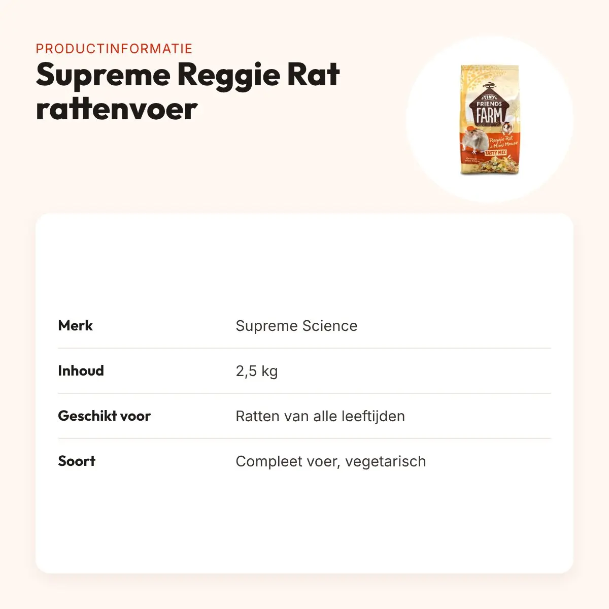 Supreme Reggie Rat rattenvoer 2,5 kg – vegetarisch – productinformatie