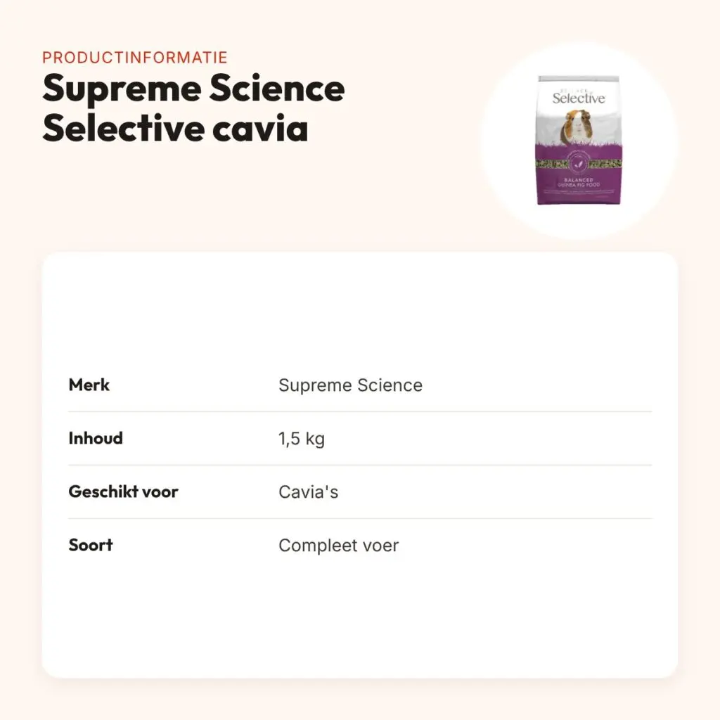 Supreme Science Selective caviavoer 1,5 kg – met vitamine C – productinformatie