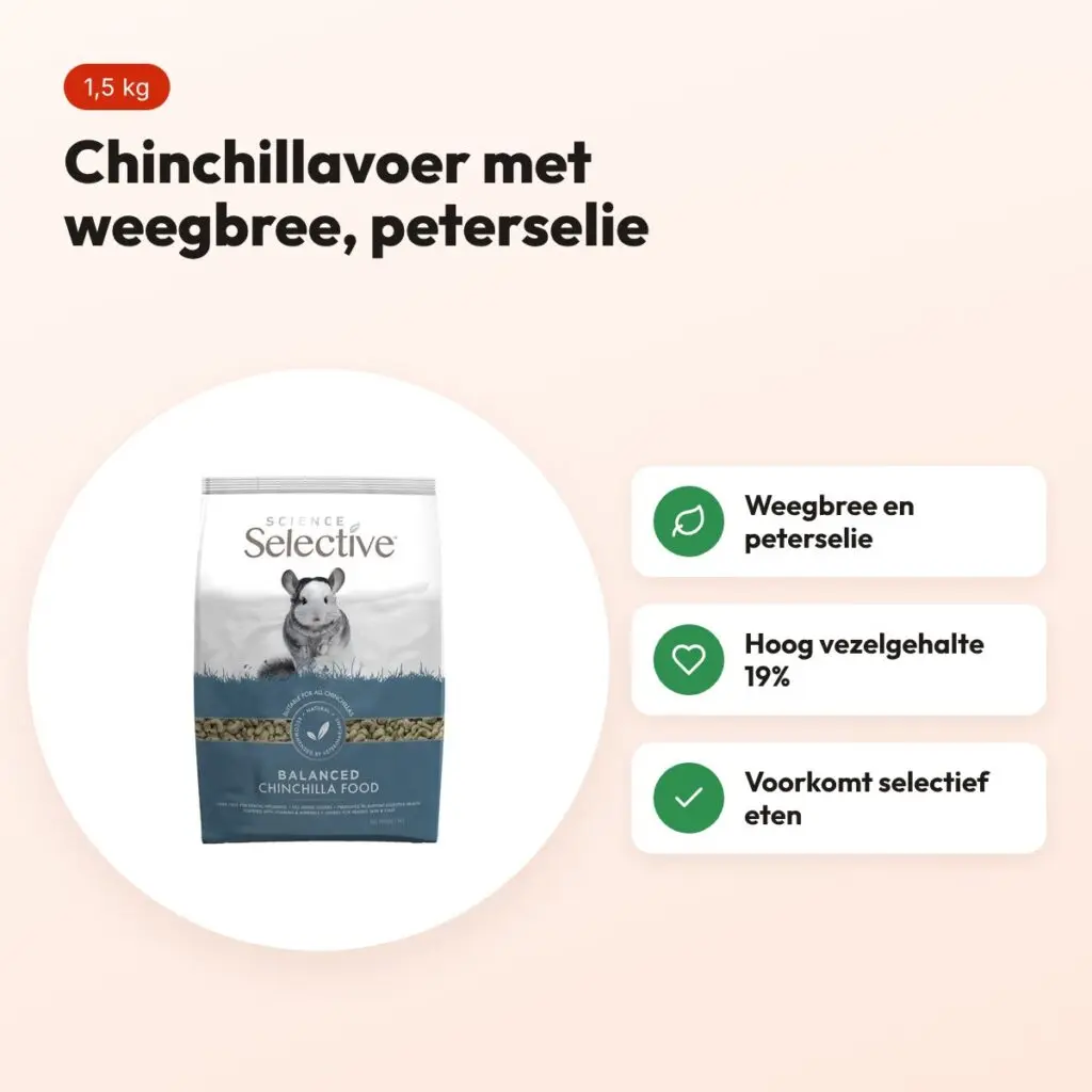 Supreme Science Selective chinchillavoer 1,5 kg – weegbree en peterselie – voordelen