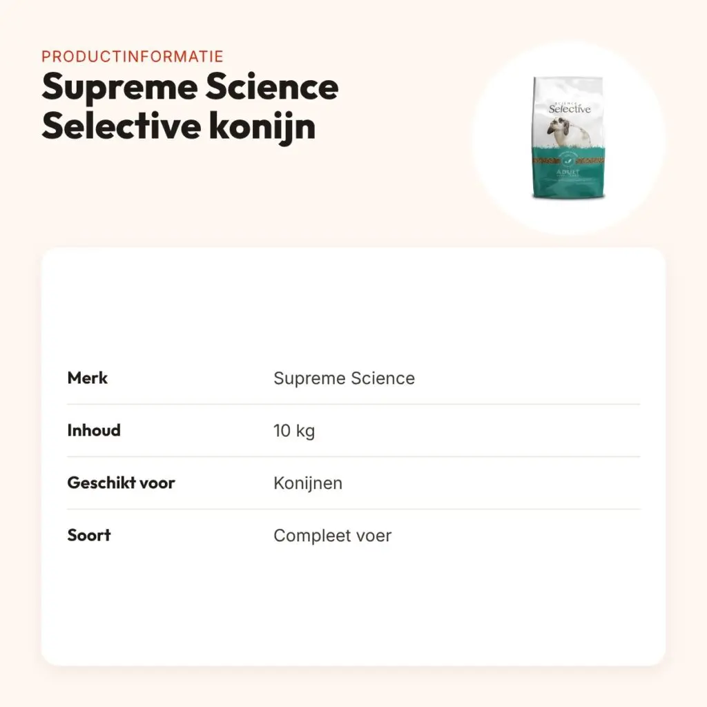 Supreme Science Selective konijnenvoer 10 kg – productinformatie