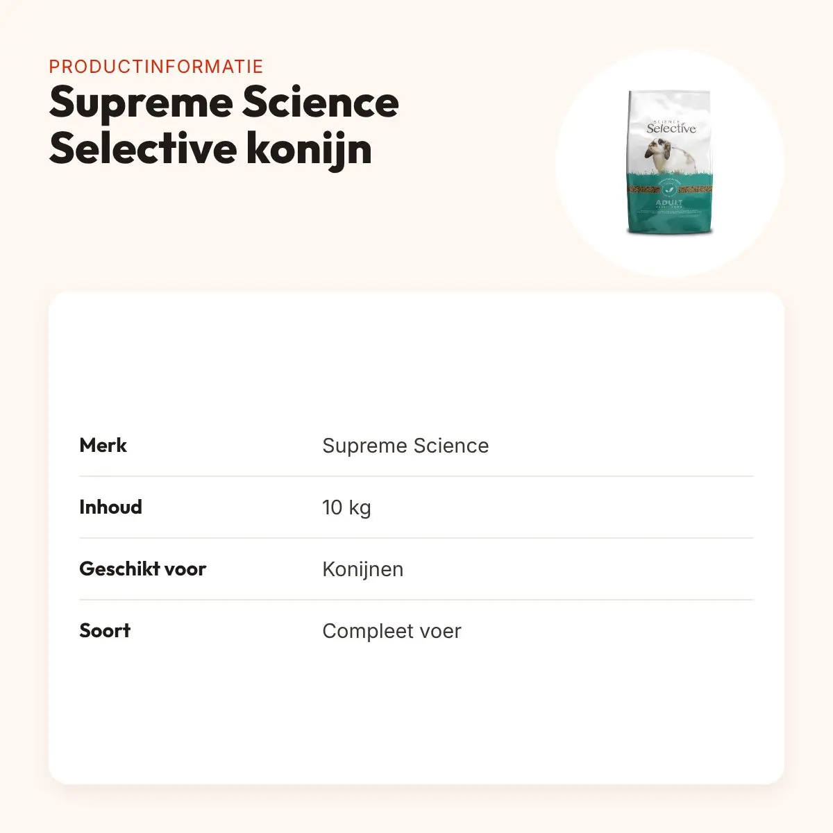 Supreme Science Selective konijnenvoer 10 kg – productinformatie