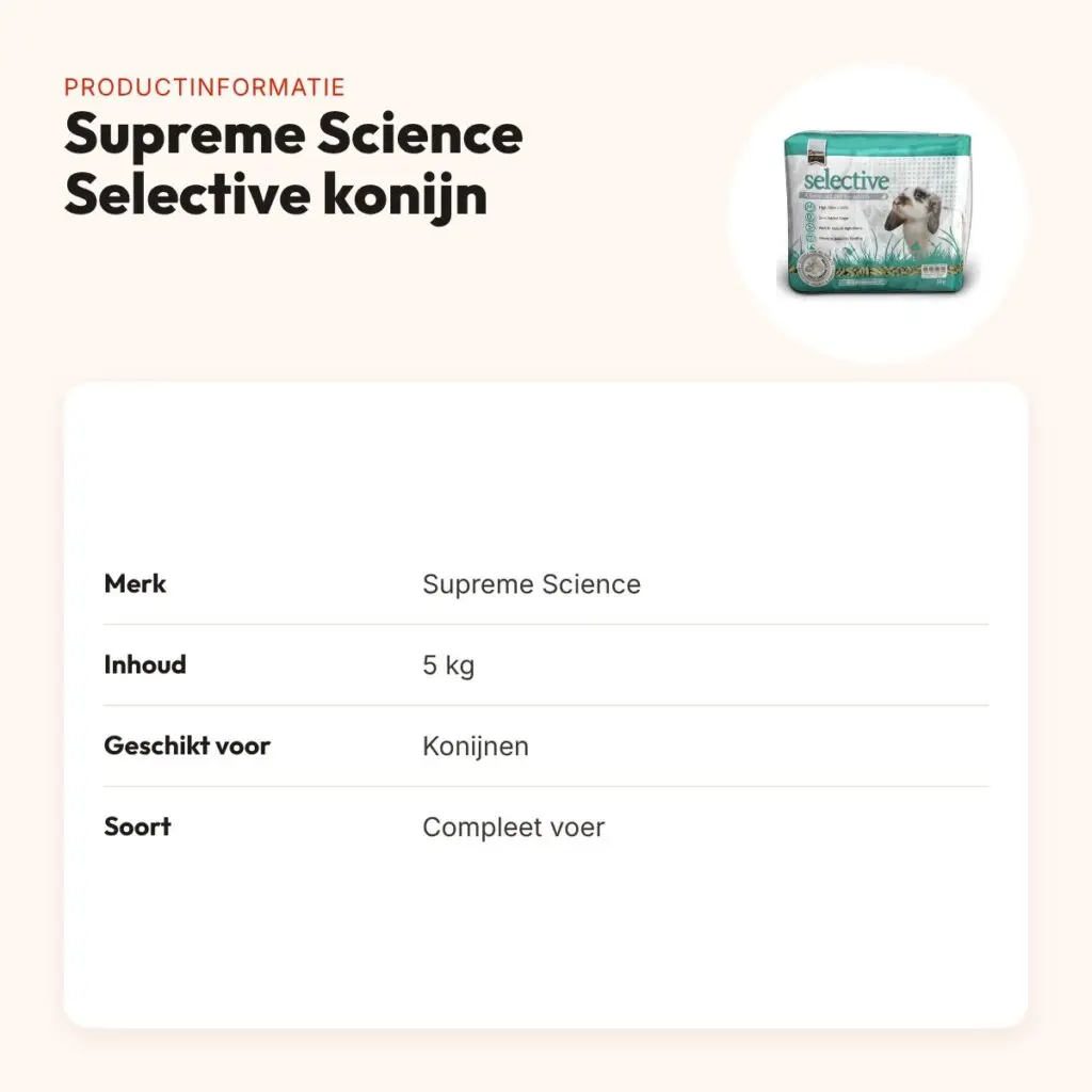 Supreme Science Selective konijnenvoer 5 kg – productinformatie