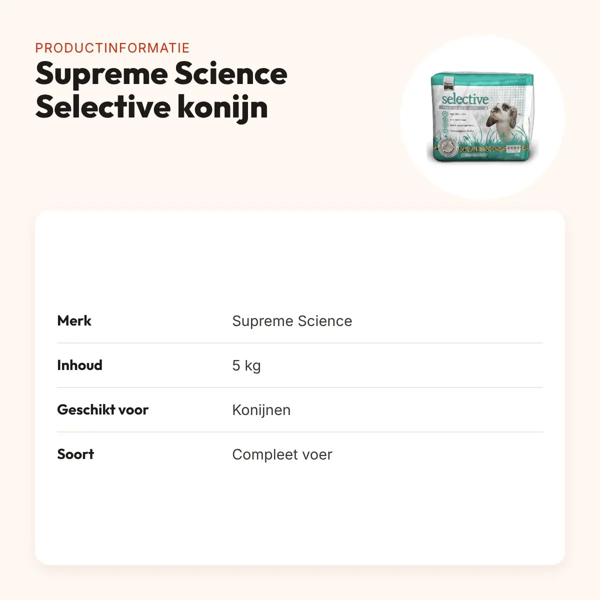 Supreme Science Selective konijnenvoer 5 kg – productinformatie