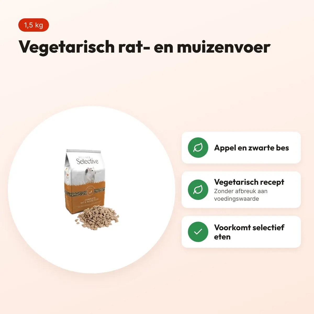 Supreme Science Selective rat- en muizenvoer 1,5 kg – appel en zwarte bes – voordelen